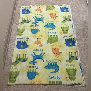 2 yards x 60" unbranded yellow,white,blue, green, orange animal fleece fabric.